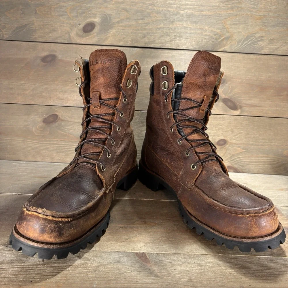 ll bean kangaroo upland mens size 11.5 shoes brown leather waterproof work boots